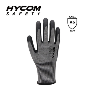 HYCOM 13G ANSI 6 schnittfester Handschuh, beschichtet mit Schaumstoff-Nitril-PSA-Handschuhen für gute Handberührung für die Industrie