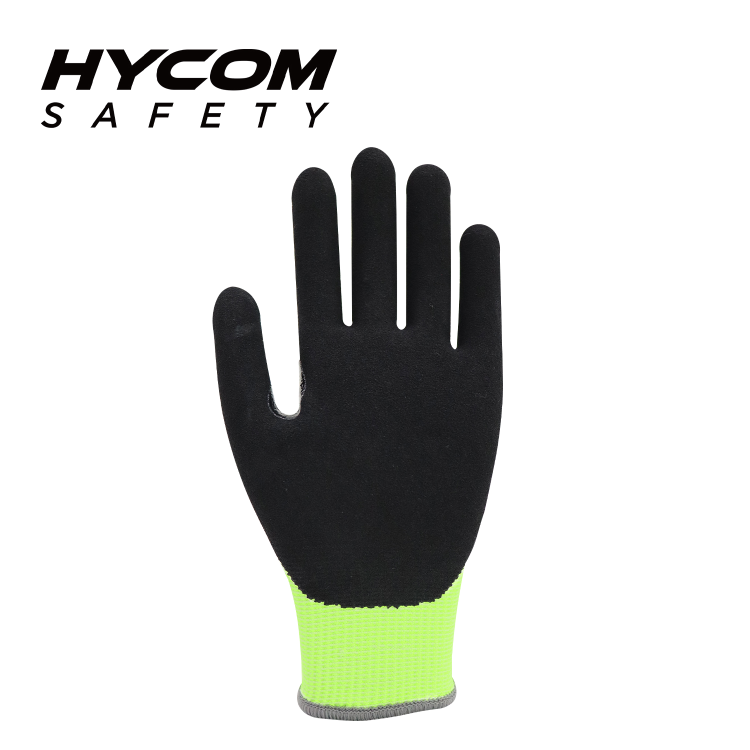 HYCOM 18G ANSI 4 Schnittfester Handschuh aus Diamantgarn-Sicherheitshandschuh mit sandiger Nitrilbeschichtung