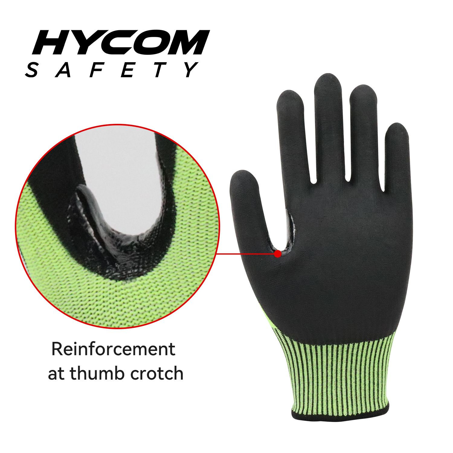 HYCOM 13G ANSI 5 Schnittfester Handschuh mit Handflächenschaum-Nitrilbeschichtung. PSA-Handschuhe