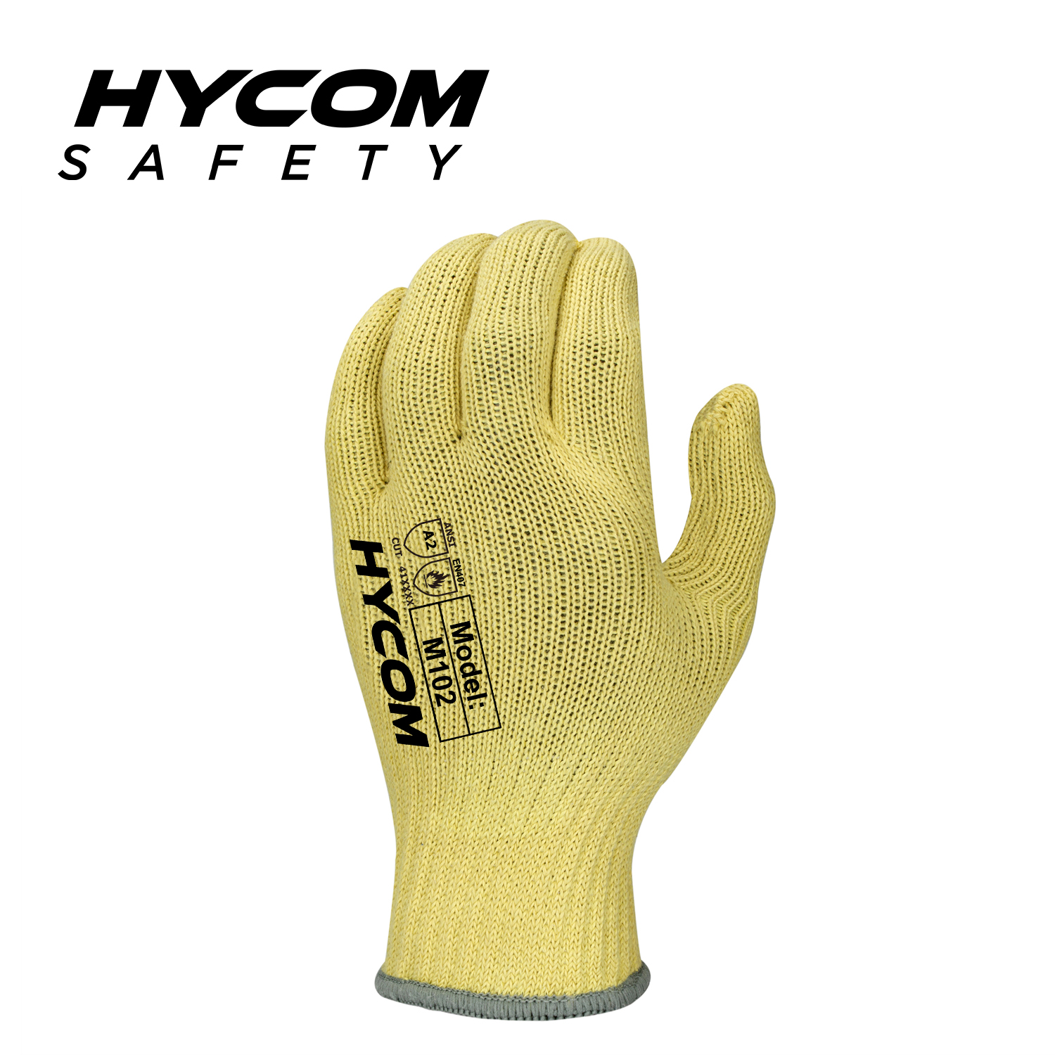 HYCOM 10G flammhemmender Aramid-Handschuh mit ANSI 2-Cut-Level-Handfläche mit PVC-Noppen-Arbeitshandschuh