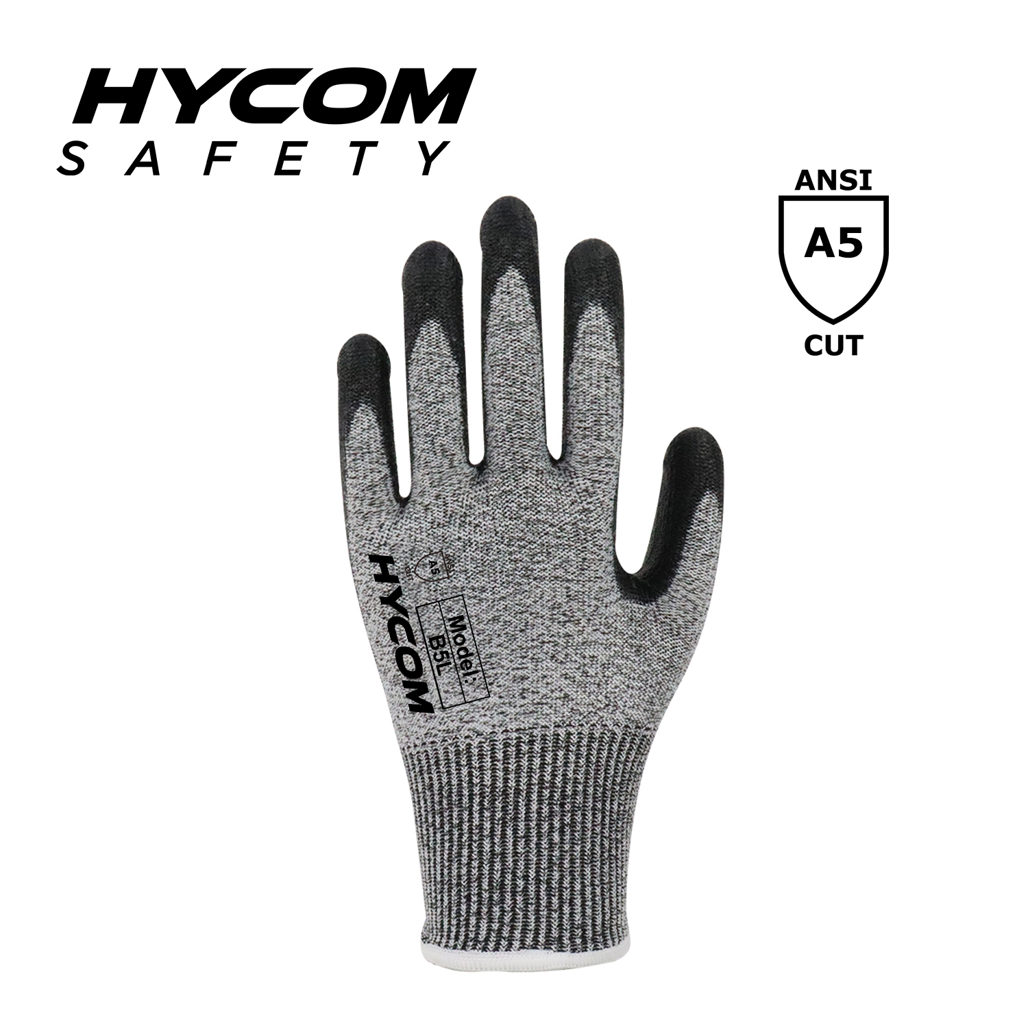HYCOM Atemgeschnittener 13G ANSI 5 schnittfester Handschuh, beschichtet mit Schaumstoff-Nitril-HPPE-Arbeitshandschuhen