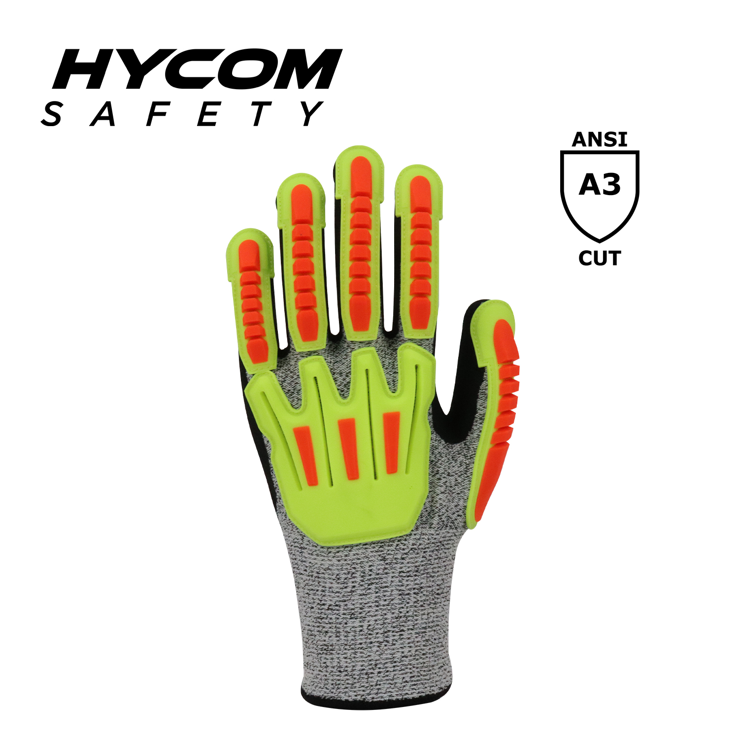 HYCOM Atemgeschnittener ANSI 3-Schnittschutzhandschuh, beschichtet mit Sandy-Nitril-HPPE-Arbeitshandschuhen