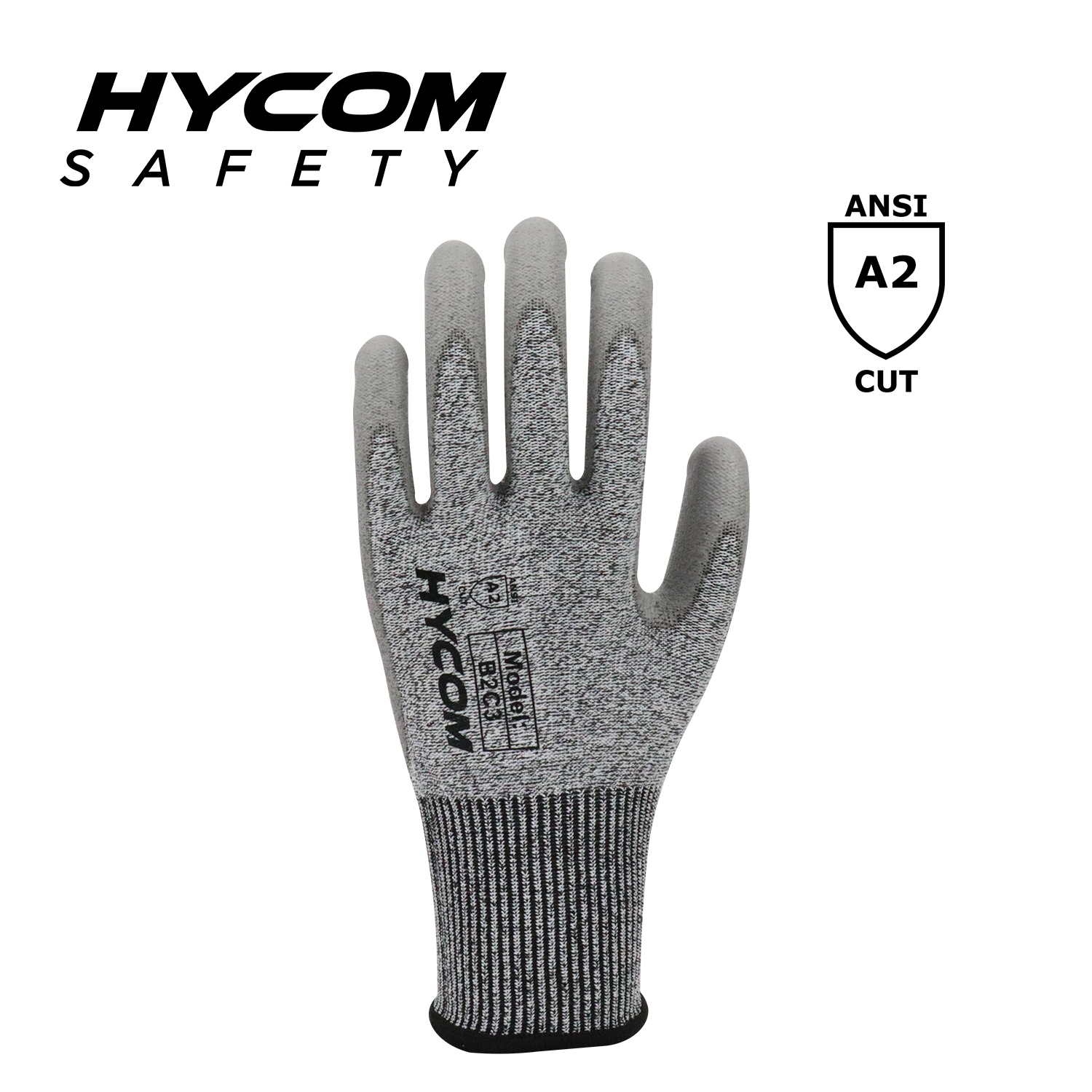 HYCOM 13G ANSI 2 Schnittstufe 3 Schnittfester Handschuh mit Polyurethan-beschichteter Innenhand PSA-Handschuhe