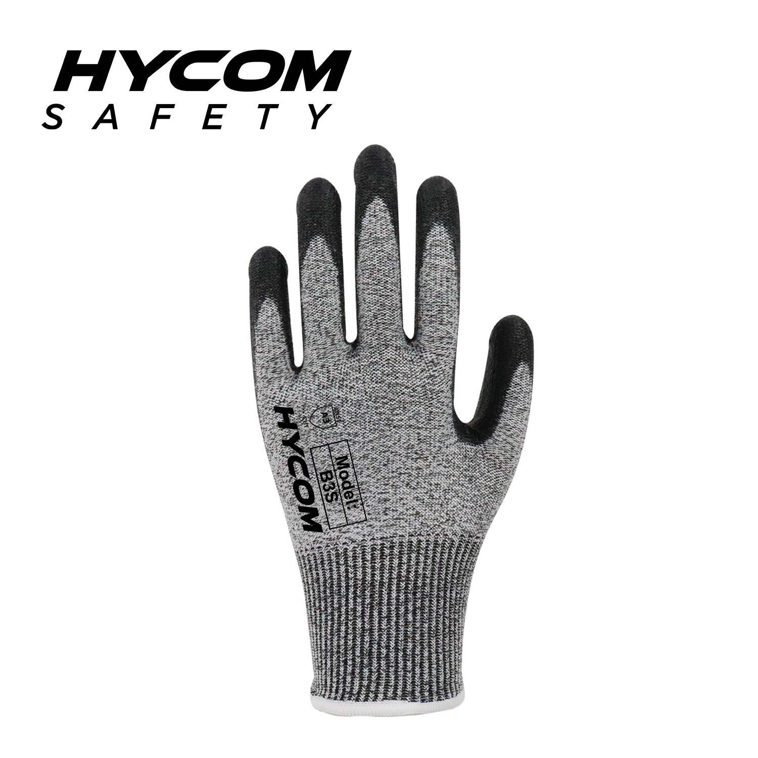 HYCOM Atemgeschnittener 15G ANSI 3 schnittfester Handschuh mit PU-Beschichtung, Touchscreen-Arbeitshandschuhe