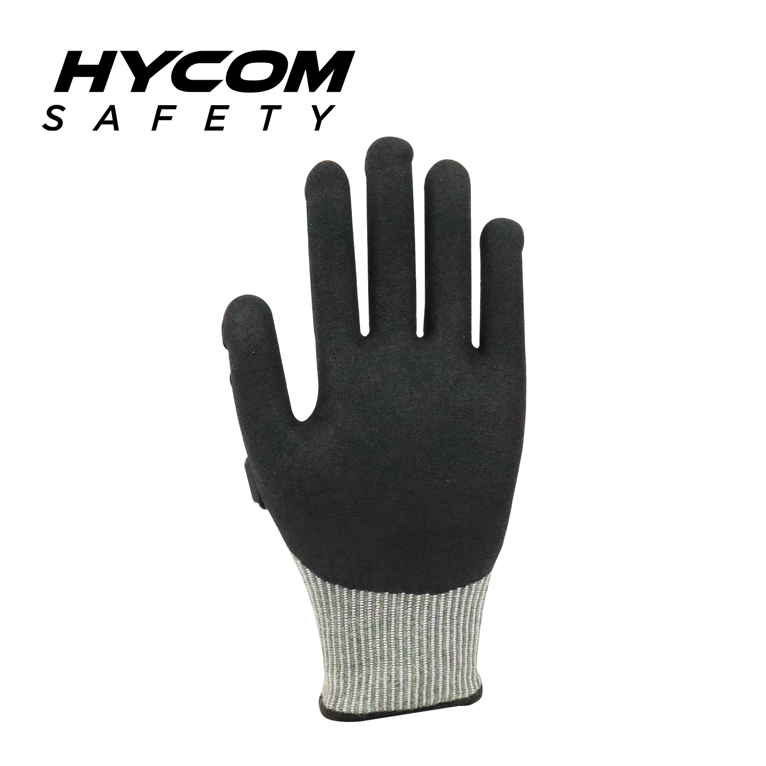 HYCOM 13G-Schnittschutzhandschuh gemäß ANSI 9 mit Atemschnitt und Aramid-Arbeitshandschuhen mit Sandy-Nitril- und TPR-Beschichtung