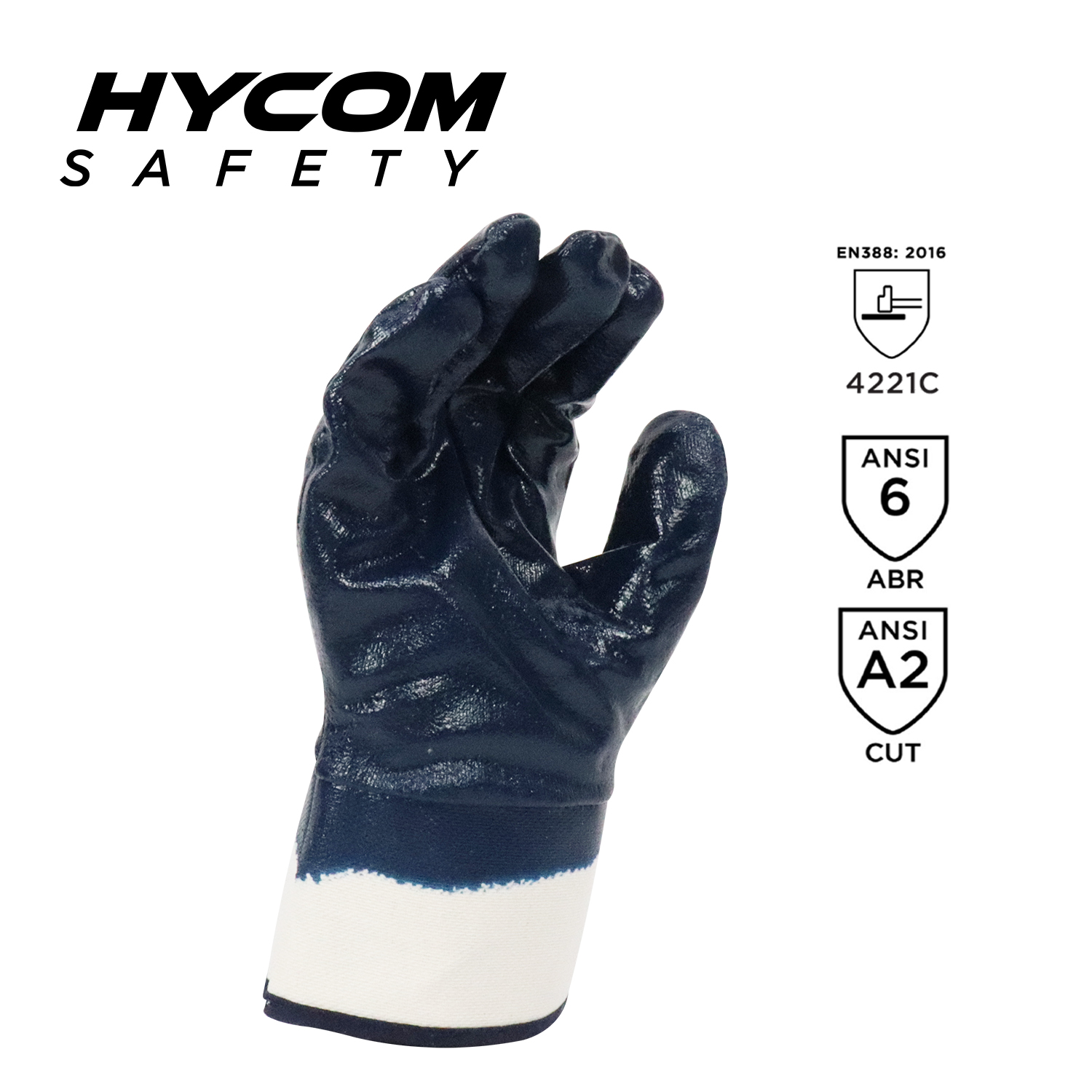 HYCOM ANSI 2 Baumwollhandschuh mit Nitrilbeschichtung, ölbeständiger Arbeitshandschuh