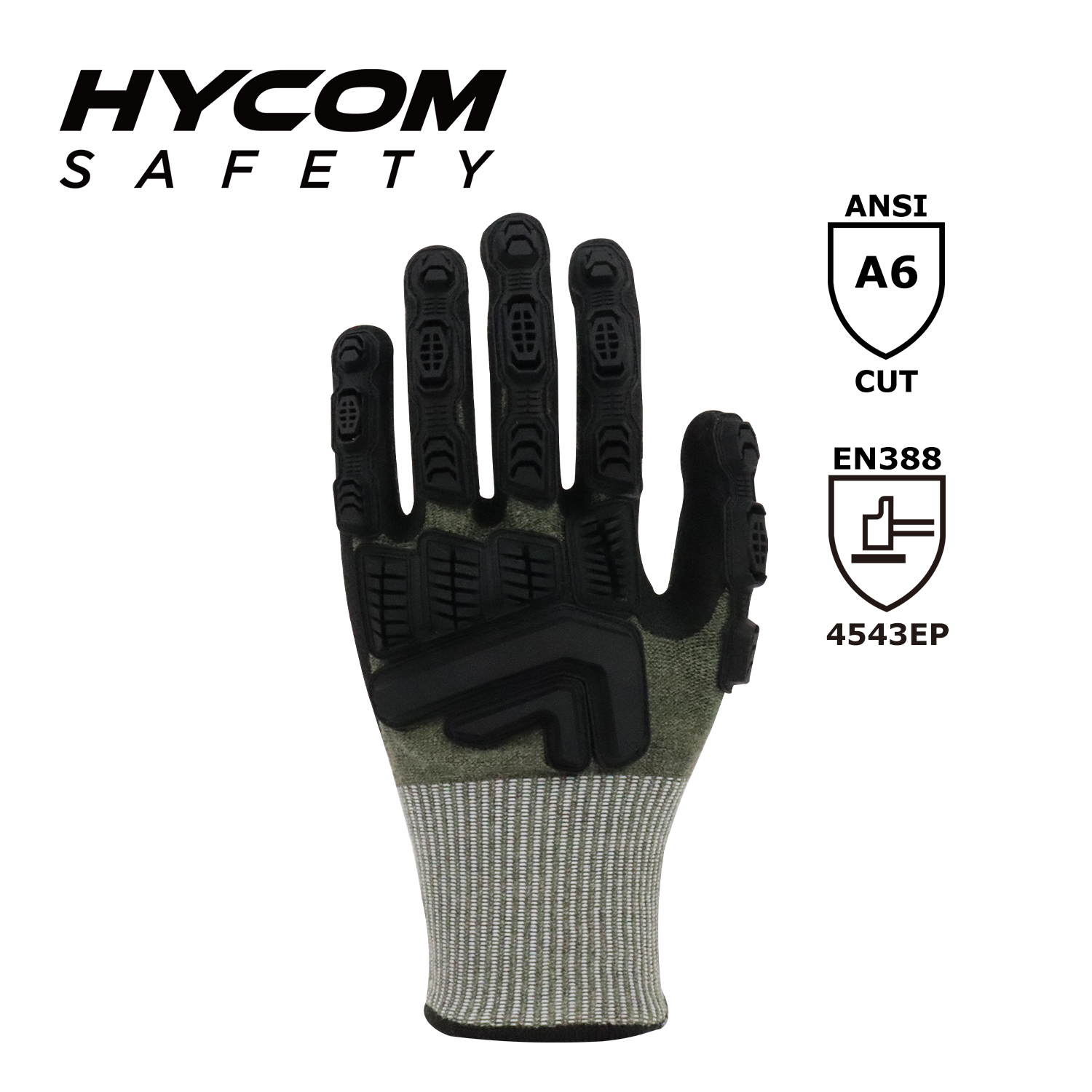 HYCOM Atemschnittfester Handschuh der Stufe 5 ANSI 6, beschichtet mit Sandy-Nitril- und TPR-Arbeitshandschuhen