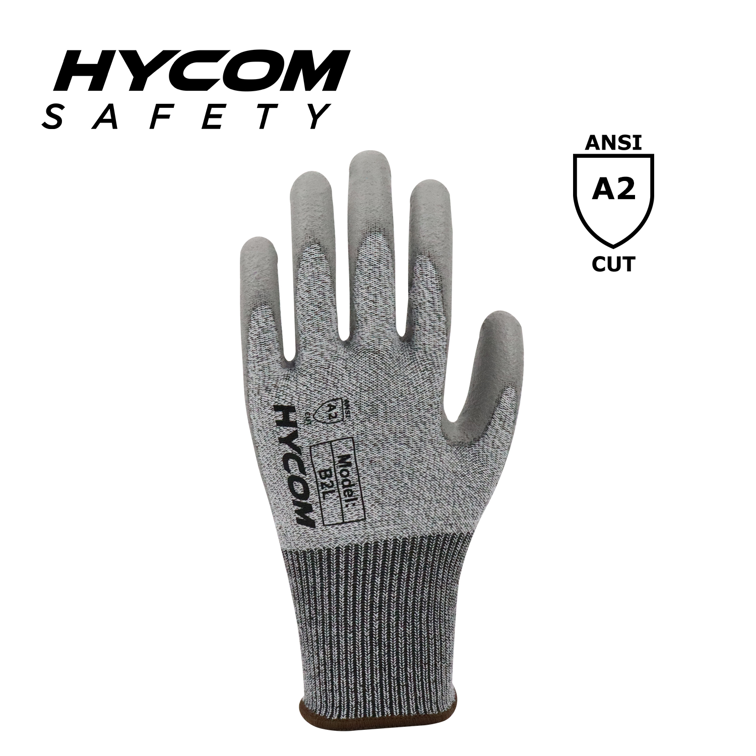 HYCOM Atmungsaktiver, schnittfester 13G ANSI 2-Handschuh mit Polyurethanbeschichtung auf der Innenhand. Weichere PSA-Arbeitshandschuhe