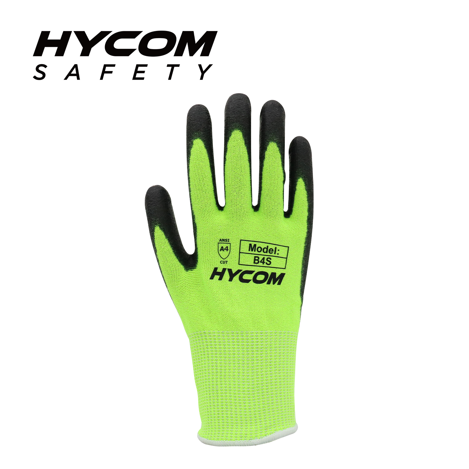 HYCOM Atmungsaktiver, schnittfester 15G ANSI 4-Handschuh mit Polyurethanbeschichtung auf der Handfläche