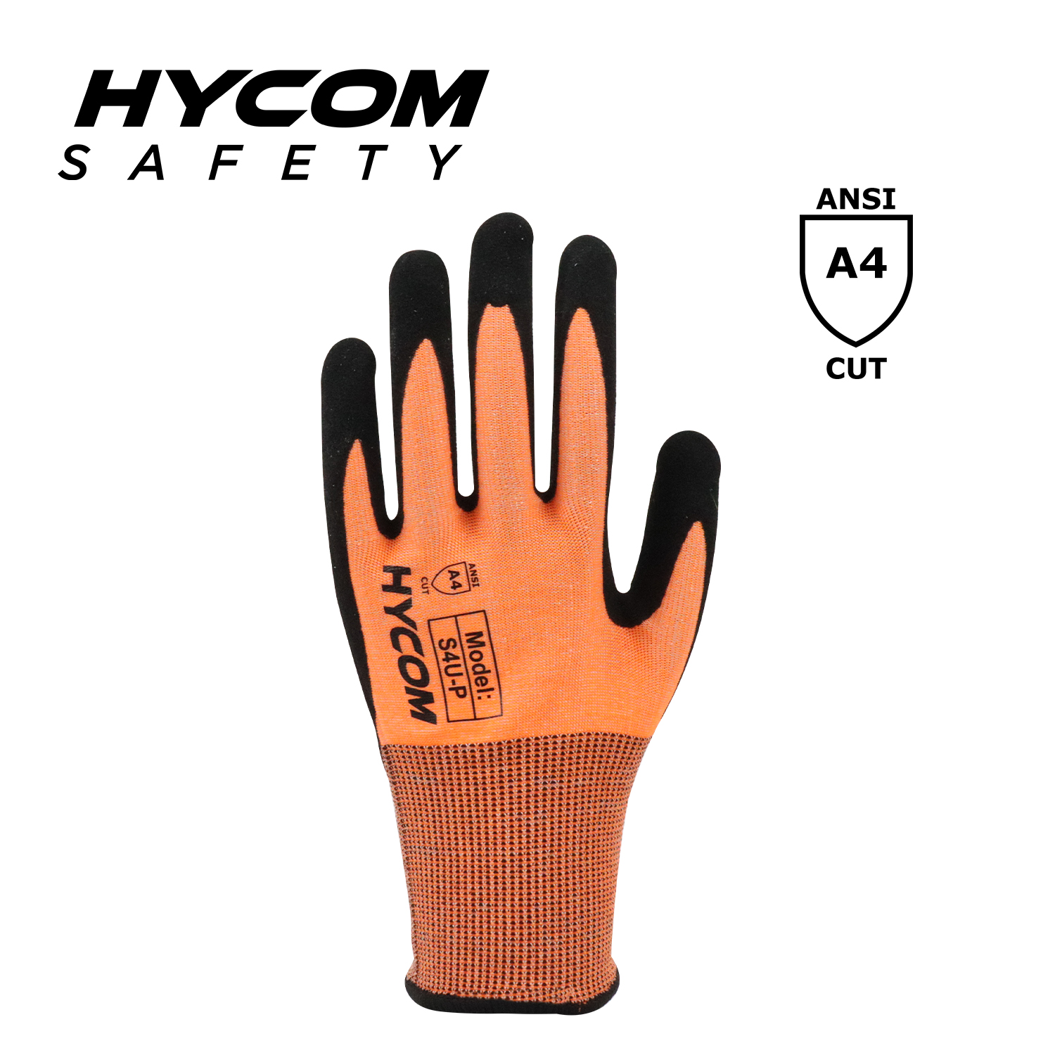 HYCOM 18G ANSI 4 Schnittfestes Handschuh-Recyclinggarn mit Palm Sandy Nitril-Beschichtung. PSA-Handschuhe