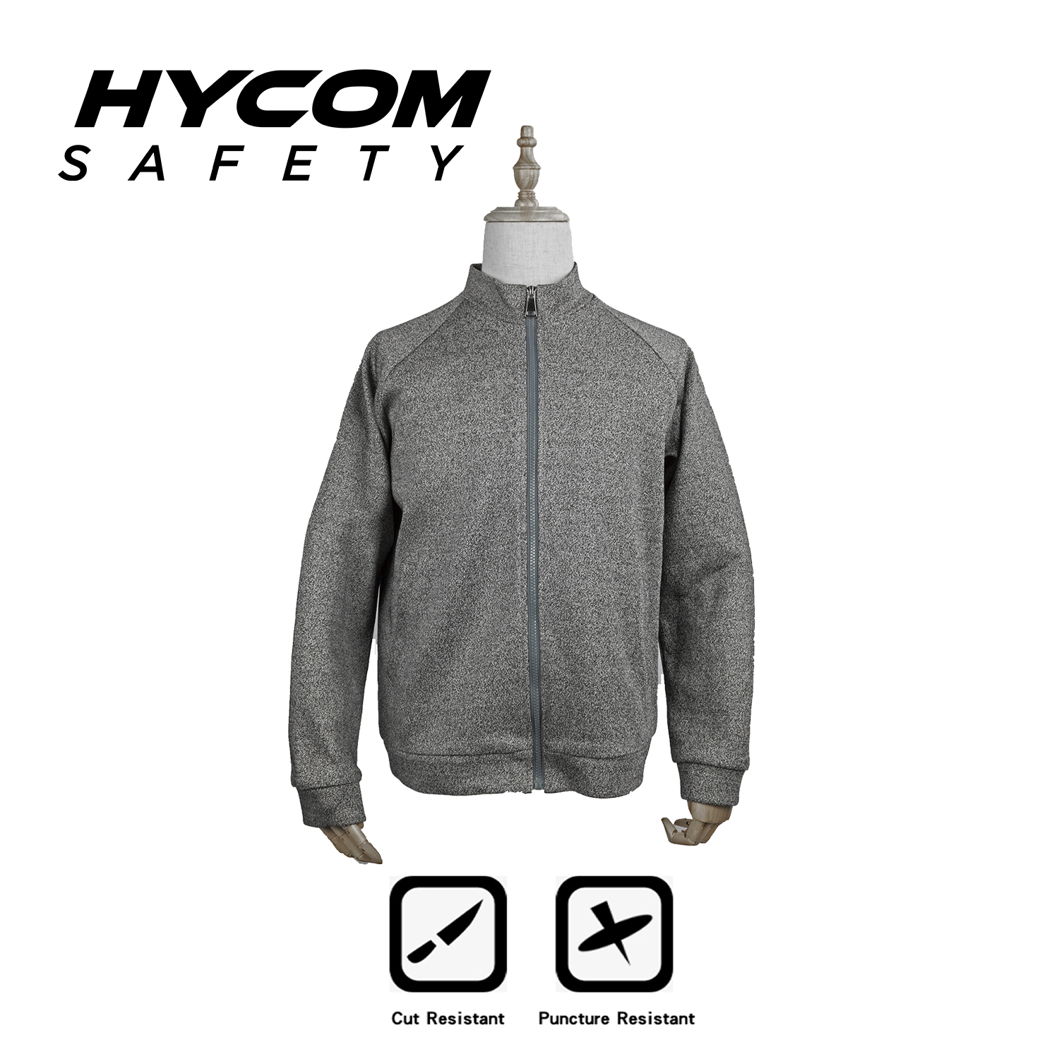 HYCOM ANSI 4 Level 5 schnittfeste Glasfaser-Reißverschlussjacke mit bequemer PSA-Innenkleidung