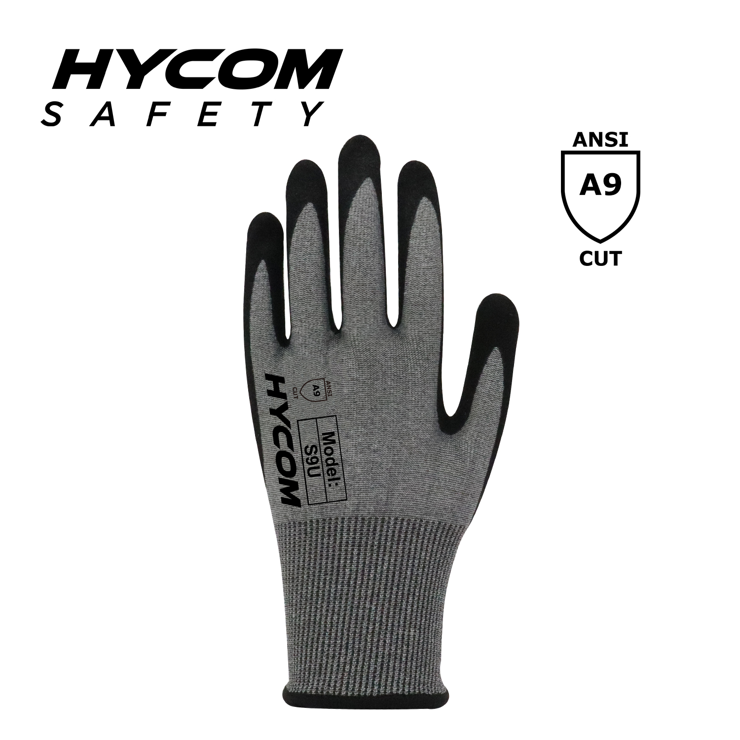 HYCOM 18G ANSI 9 Schnittfester Handschuh mit HT-Sandy-Nitrilbeschichtung auf der Handfläche, superdünnere PSA-Handschuhe