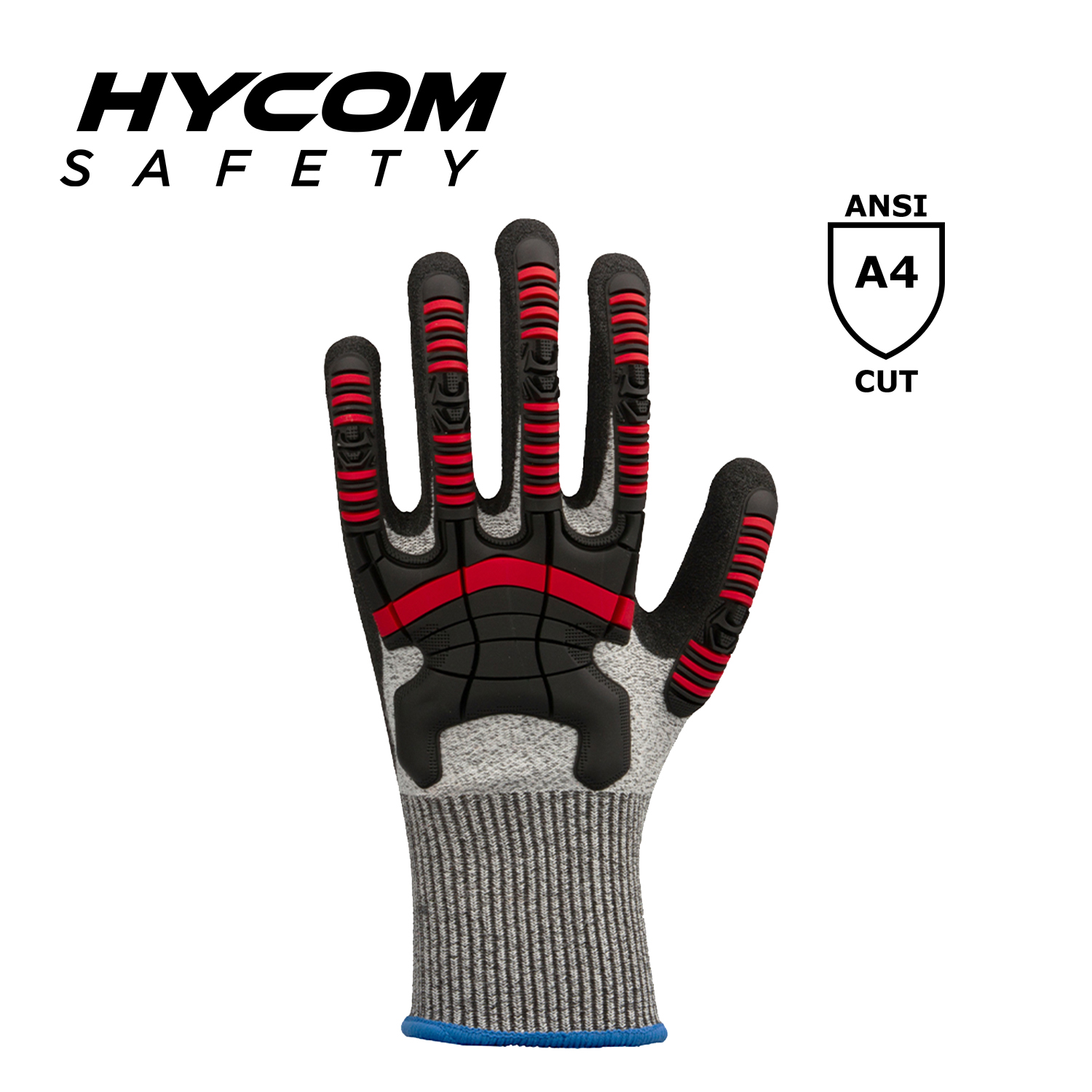 HYCOM Schnittfester Handschuh nach ANSI 4 mit Atemschnitt, beschichtet mit Sandy-Nitril- und TPR-Arbeitshandschuhen